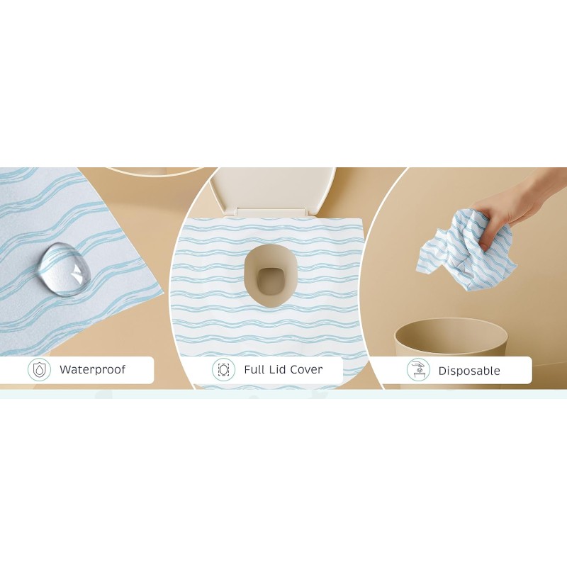 Toilet Seat Covers Disposable Waterproof, Ideal For Kids And Adults – Extra Large, Individually Wrapped For Travel, Toddlers Potty Training In Public Restrooms