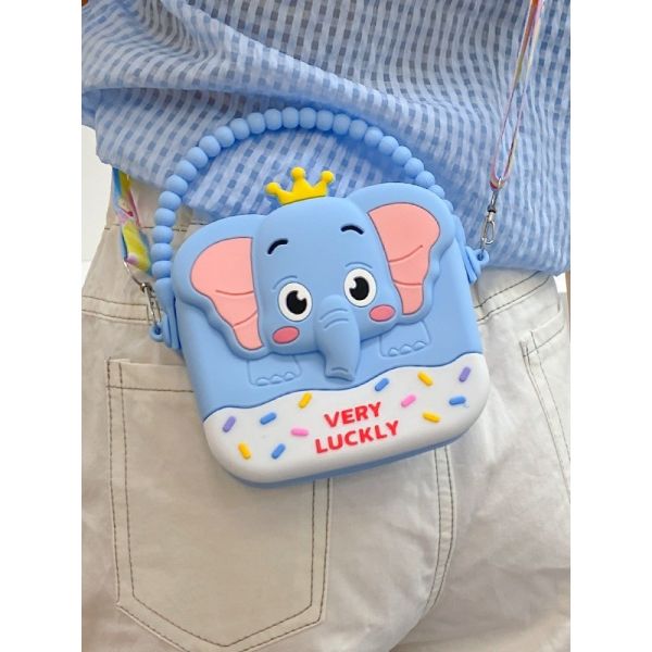 Elephant Little Girls Crossbody Purses With Chain Strap Silicone Resin Toddler Handbag Mini Casual Messenger ShoulderBag
