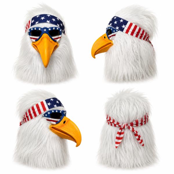 Realistic Full-Head Eagle Latex Mask with American Flag Headband, Perfect for Parties, Cosplay, Halloween, Costume Events, Festivals, Patriotic Celebrations, and Fun Dress-Up Occasions