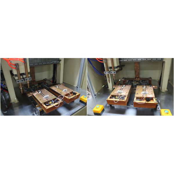 máquina de soldadura 100KVA automática para o tubo de alumínio do aquecimento da parte inferior da bandeja