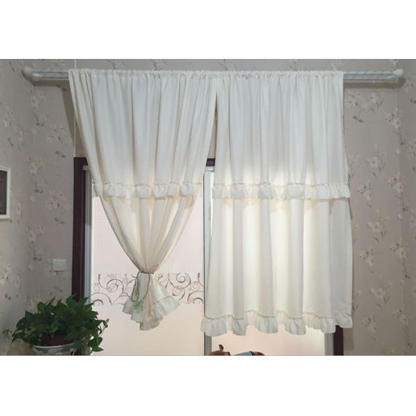 Pure White Ruffle Bathroom Shower Curtains Thickening 100% Polyester Waterproof