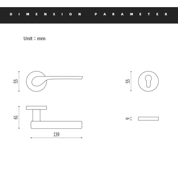 Modern Brass Door Lock Set Gold Black Silver Interiror Double Wood Door Lever Sets