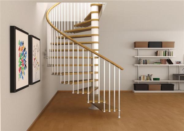 Customized Metal Custom Spiral Staircase Usage Indoor With Wood Material Step