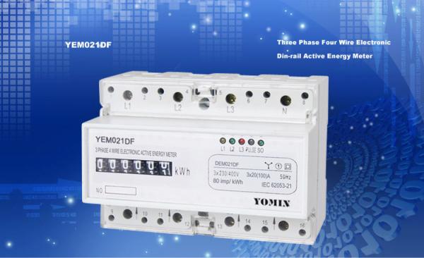 Small Volume Accuracy Class1.0 3 Phase Electricity Meter 35mm Din Rail With Counter 6 Display