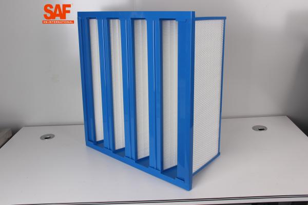 F7 High Flow Custom Air Filters V Bank / Cell ABS Plastic Frame Fiberglass Single Flange Type