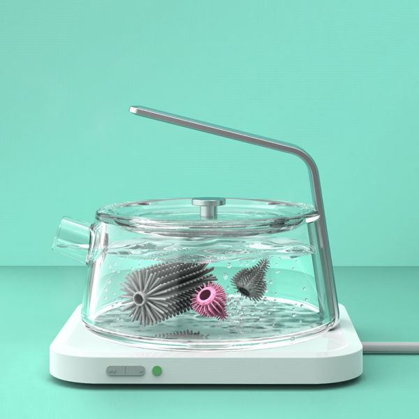 Juego de cepillos de limpieza de silicona giratorios de empuñadura recta 3 en 1 para biberón de alimentación de leche de bebé paja de pezón