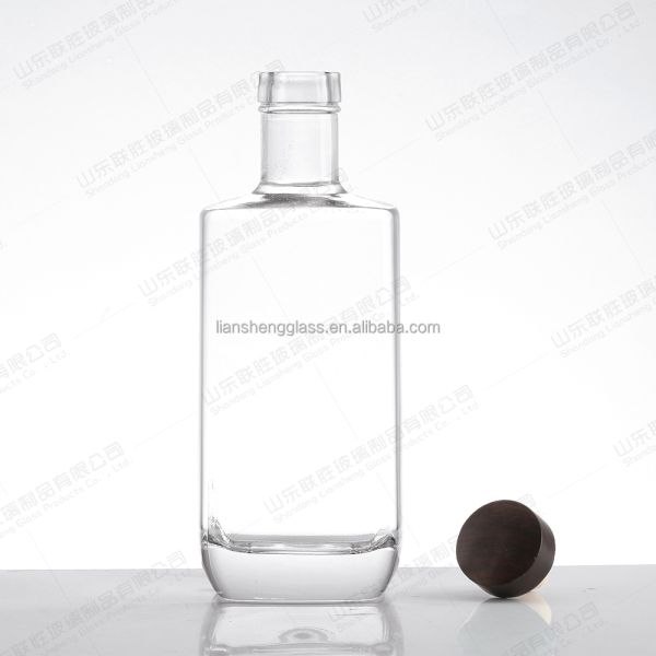 Clear Surface Handling 250ml 500ml 700ml 750ml Custom Square Empty Liquor Glass Bottles