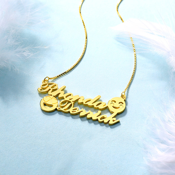 ожерелье имени ожерелья S925 золота 1.8ft 0.07oz Emoji мемориальное начальное