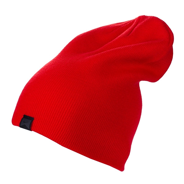 Winter Acrylic Rolling Knit Pom Pom Beanie Long Cuff Beanie Hats Solid Red Color