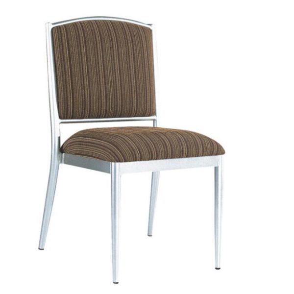 Round Silver Tube with Coffee Stripes Fabric Cover for Aluminium or Iron Dining Chair