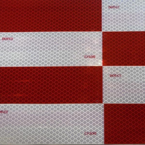 Red/White DOT-C2 Reflective Safety Tape Conspicuity Tape for Vehicles, Trailers, Trucks