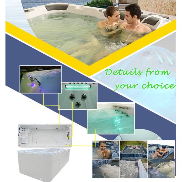 Роскошный ушат спа заплыва управлением бальбоа в 6 метров для 7 человек на открытом воздухе