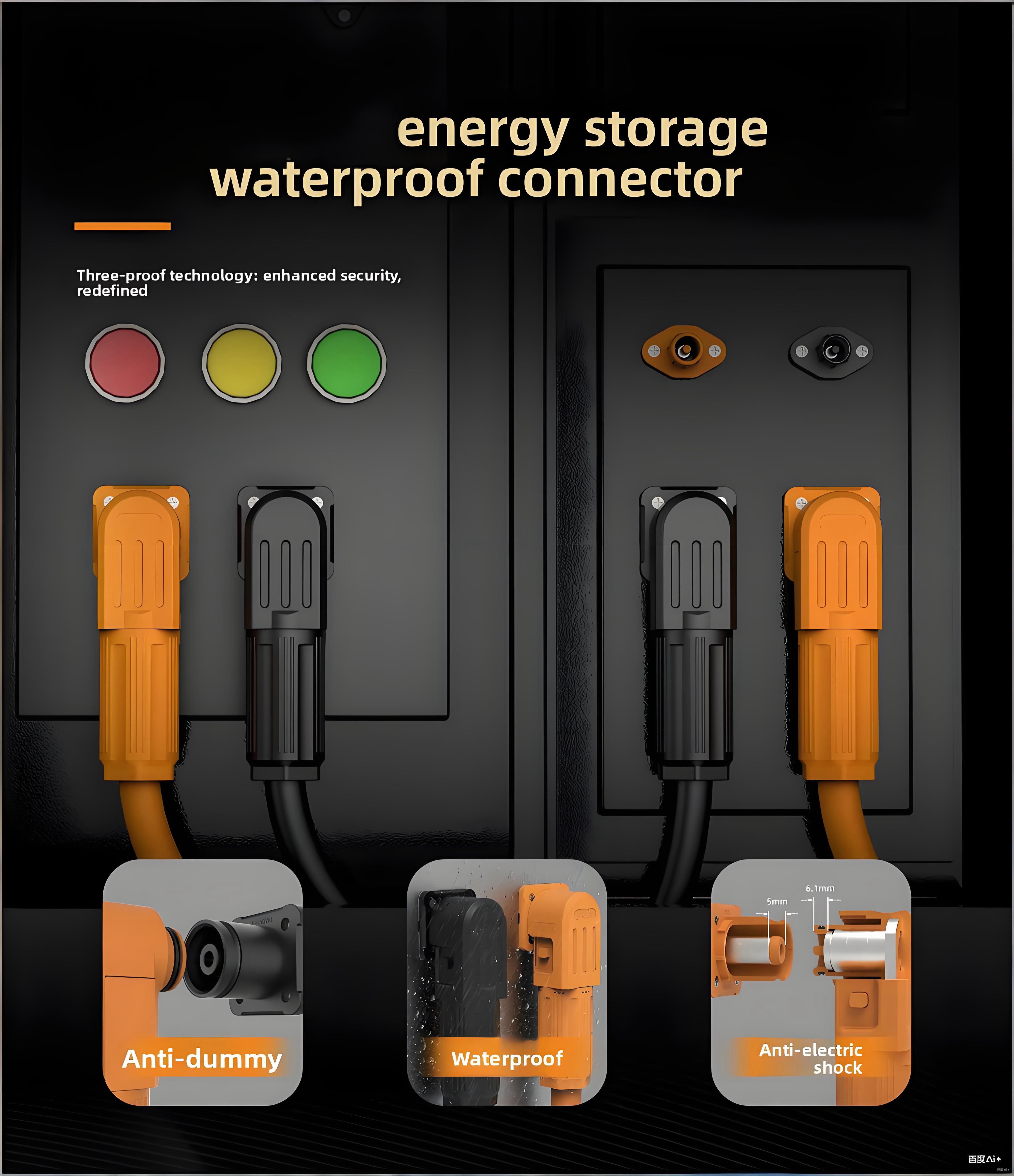 PG50A-OR-IP67 Fixed (Non-Rotatable) Energy Storage Connector - Orange Positive, Stud Mount
