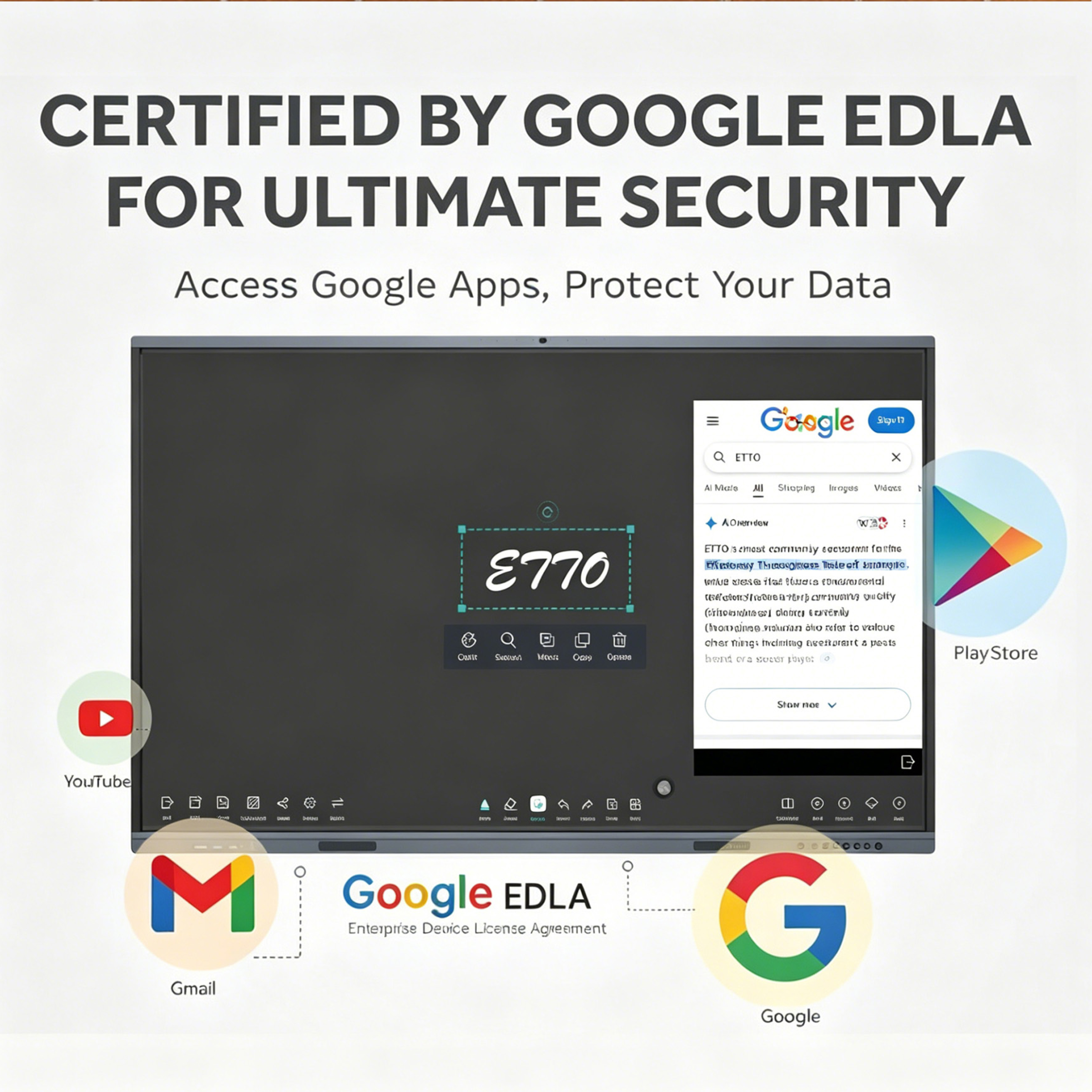 75 Inch Google Certified Interactive Flat Panel with Gemini AI Low Blue Light and Android 15 for Collaborative Teaching