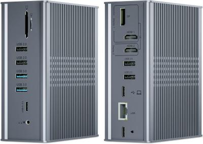 16 portas Displaylink USB C Hub Dual 4k 60hz 10Gbps Estação de Docking de Desktop USB