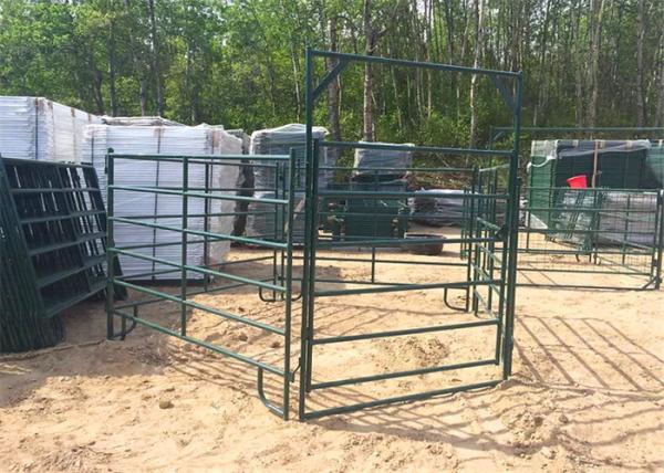 Green Coated Lightweight Horse Corral Panels 5 3'' Tall By 7 Long Round Pipe