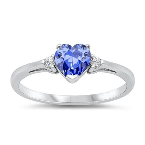 Flower Design JewelersClub Tanzanite Ring  Sterling Silver Ring Jewelry with White CZ Accent