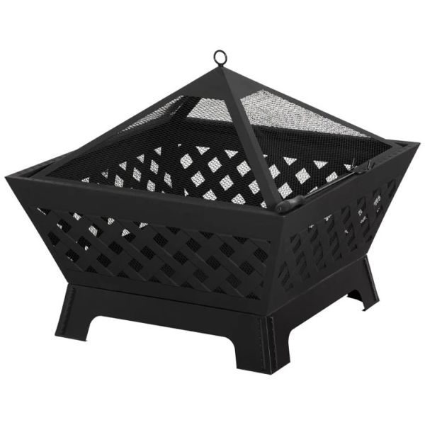 Black Cover Metal Wood Burning Fire Pit for Outdoor Patio Backyard Garden Bonfire Camping
