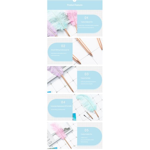 Colorful Feather Ball Point Pen Metal Creative Gift Ballpoint Pens For Office School