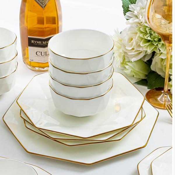Gold Rim Gloss Glaze A Grade Contemporary Dinnerware Sets For Wedding