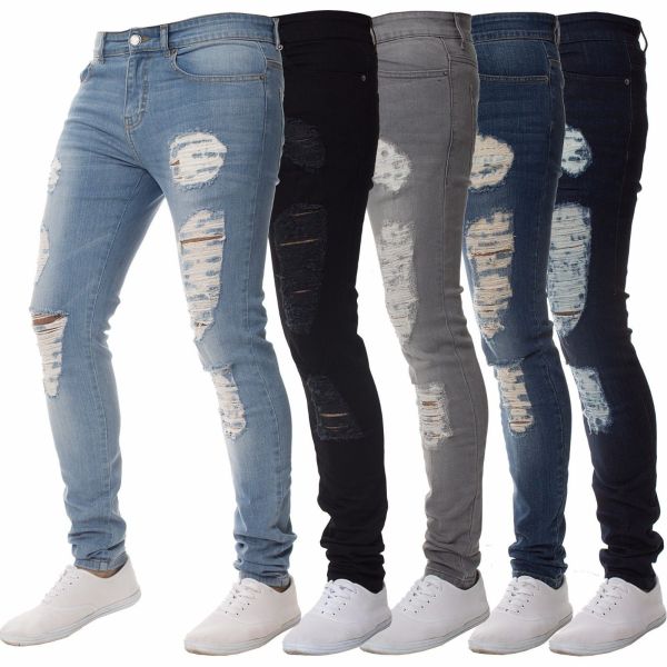 Custom Men's Skinny Jeans with Decoration Pockets No Printing Methods