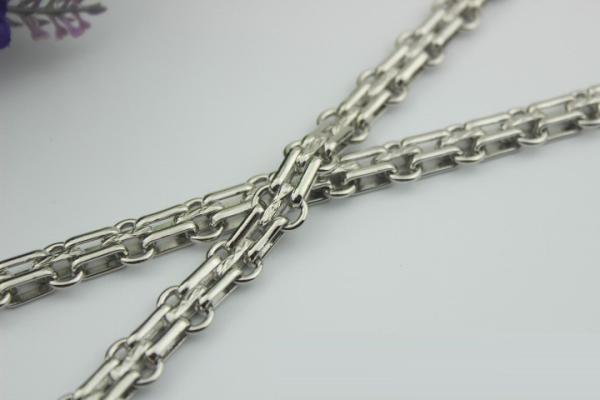 Fashionable classical high quality light gold 12 mm width three rows metal chain for handbags