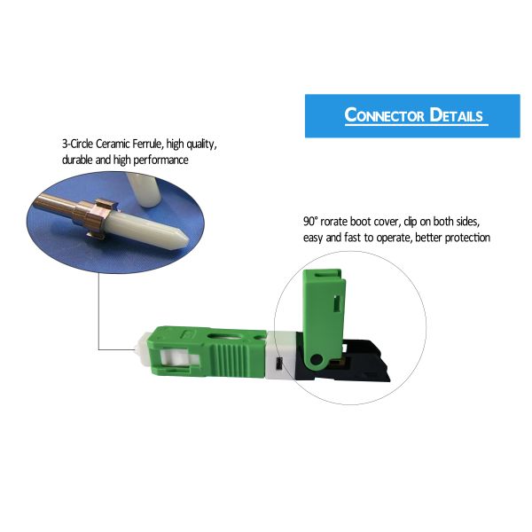 ESC250D SC APC Field Fast Assembly Mechanical Connector FTTH for Drop Cable 2*3mm Green