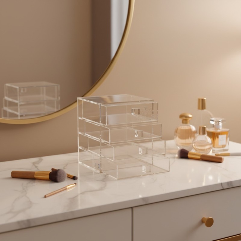 Custom Eco-Friendly Acrylic Storage Box Lipstick Dresser Cosmetics Organized Makeup Organization Desk Bedroom School Dustproof