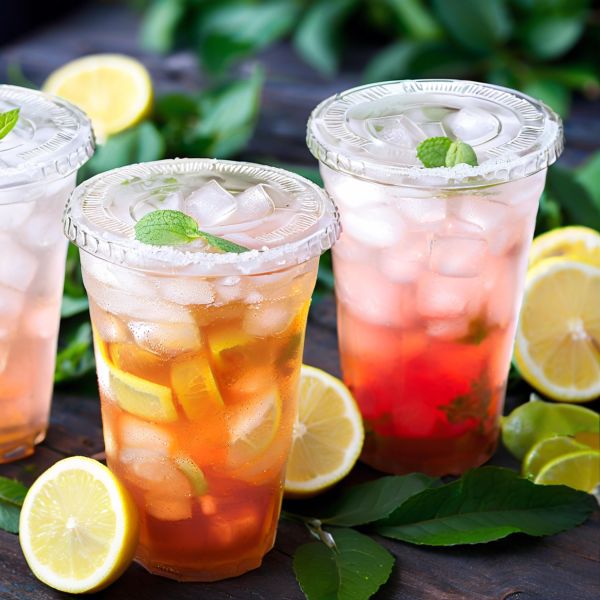 Vasos transparentes desechables de plástico de 98 mm y 16 oz con tapas para café, batidos y helados