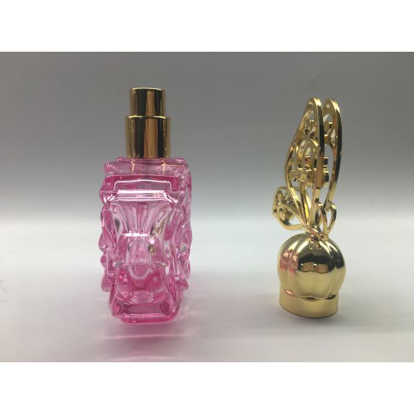 OEM дизайна цветка бутылки стекла духов спрейера герметизируя пластиковой подгонянный крышкой