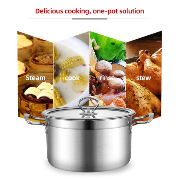 Бак супа еды нержавеющей стали самого ходового товара Амазонки варя бак со стеклянной крышкой