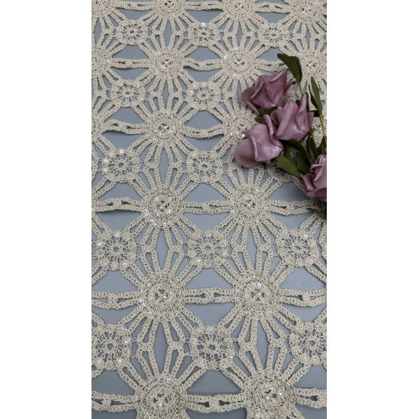 Guipure Lace 100% Cotton Sequin Crochet Lace Leafy Style for Bridal Wedding Party Gown