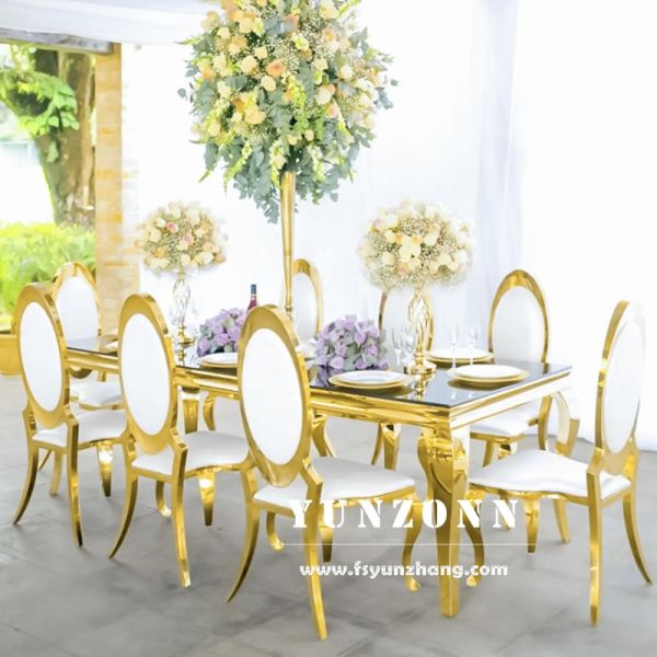 Luxury Royal and Modern Gold Hotel Chairs with Special Carved Pattern Stainless Steel Material for Wedding Dining Chair