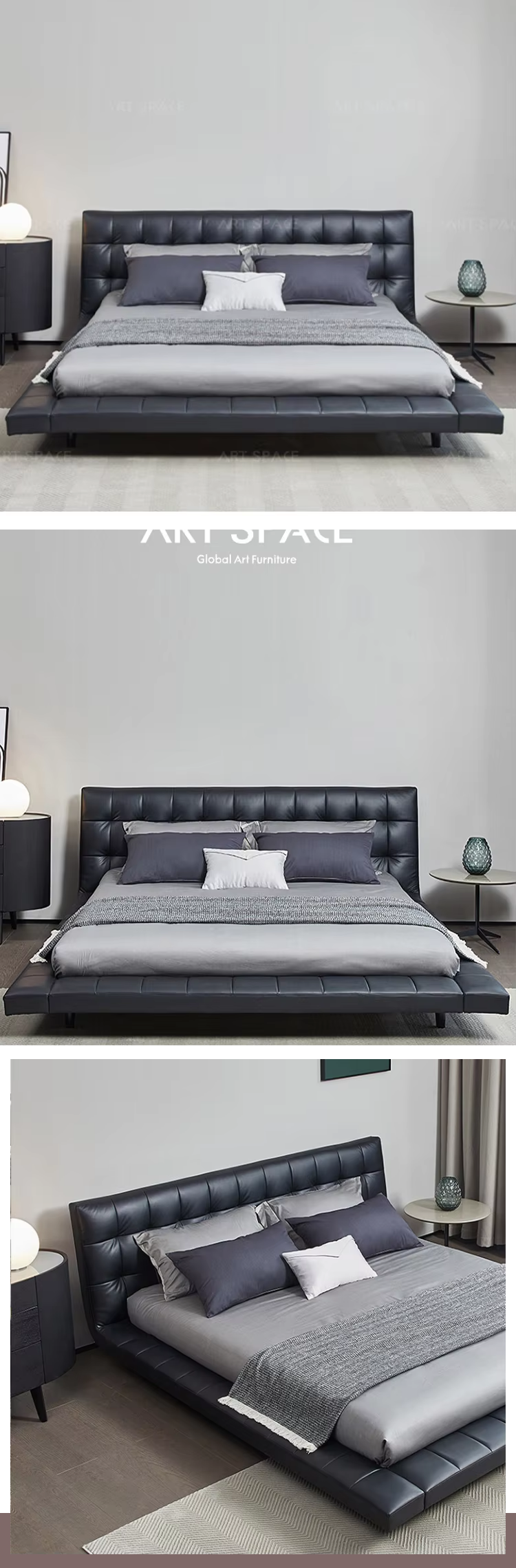 Italian Design Fabric Leather Bed Frame Bedroom Soft King Size Queen Size Beds