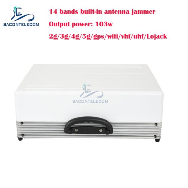 103W 14 Bands Mobile Phone Signal Jammer with Built-in Antennas for 5G WiFi GPS UHF/VHF
