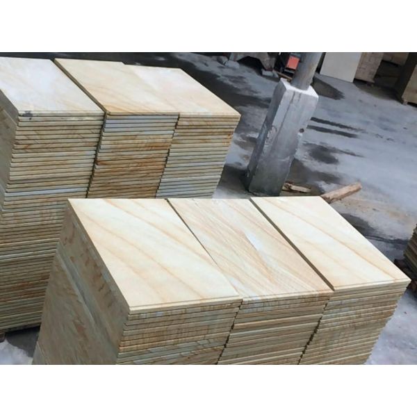 Wooden vein Sandstone natural sawn cut bushhammered honed tile slabs