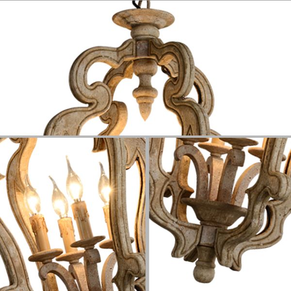 Dark wood farmhouse wood chandelier (WH-CI-12)