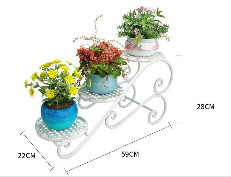 White 2 Tier Flower Cart Plant Stand , 45cm Width Plant Cart Indoor