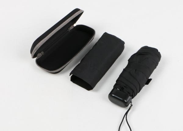 Black Foldable Compact Travel Umbrella In Iphone Size With Black EVA Case