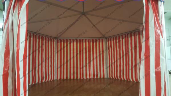 Six Sides Red And White PVC Cover Outdoor Pagoda Marquee With Transparent Windows