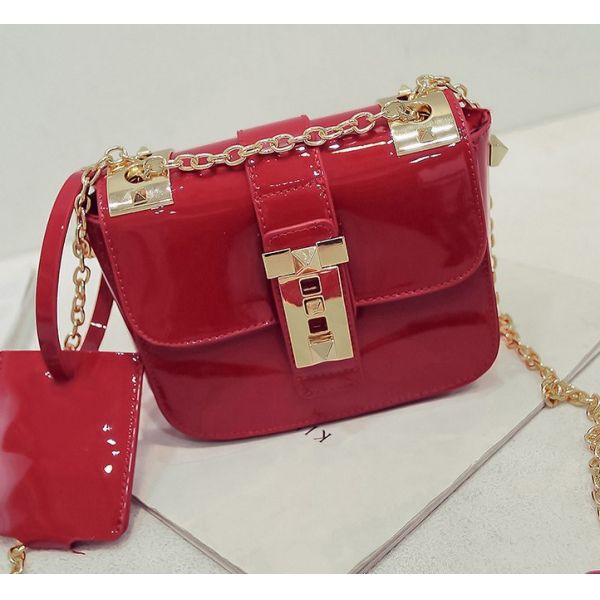 2016 spring new jelly small square package European and American fashion women lock chain shoulder bag Messenger bag