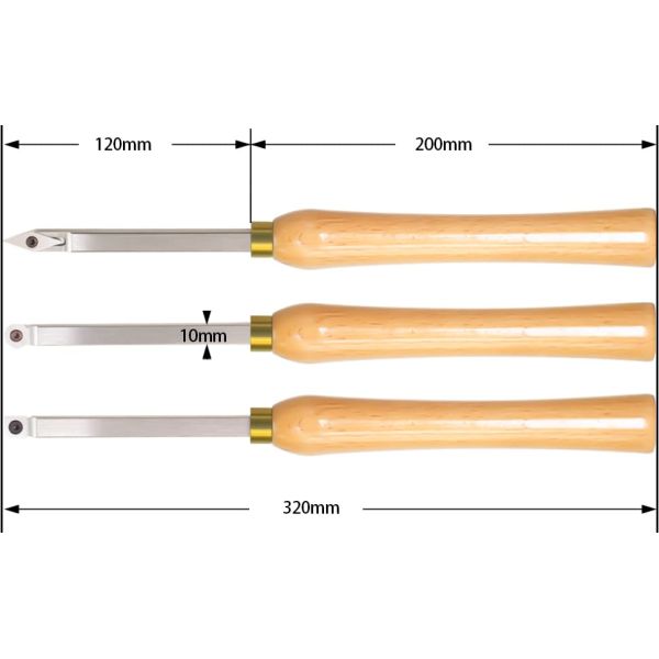 Mini Size Woodturning Carbide Tool Set (3 Piece) For Turning Pens or Small to Mid-Size Turning Project