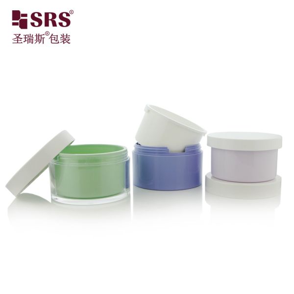 Luxury Colored Replaceable Acrylic Double Wall Frosted Printed Logo Cream Customized Plastic Jars