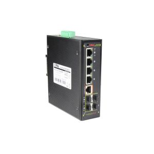 8 Port Gigabit Managed Industrial PoE Fiber Switch DIN Rail With 30W Per Port