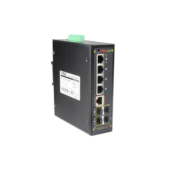 8 Port Gigabit Managed Industrial PoE Fiber Switch DIN Rail With 30W Per Port