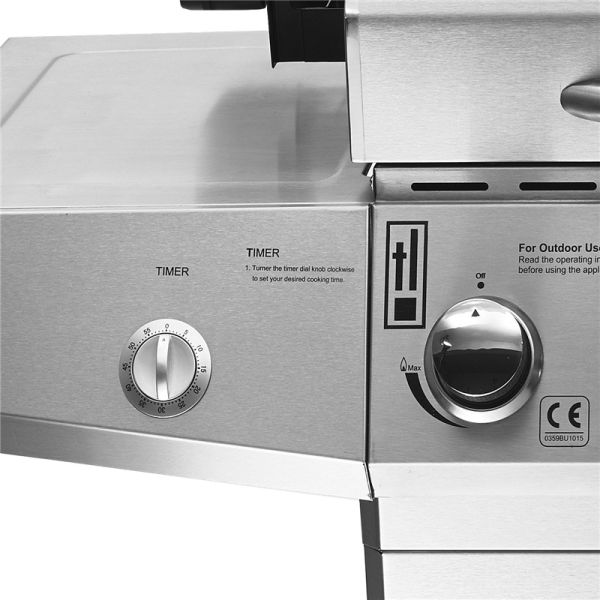 Rôtissoire extérieure de broche de gril de barbecue de gaz de rôtissoire de roche de lave de 6 brûleurs avec le moteur