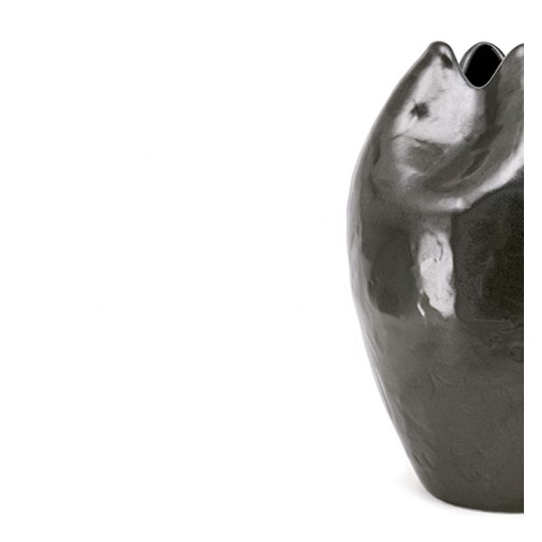 Высококачественный творческий лепесток черный роскошный керамический ваза с металлическим остеклением для столового декора