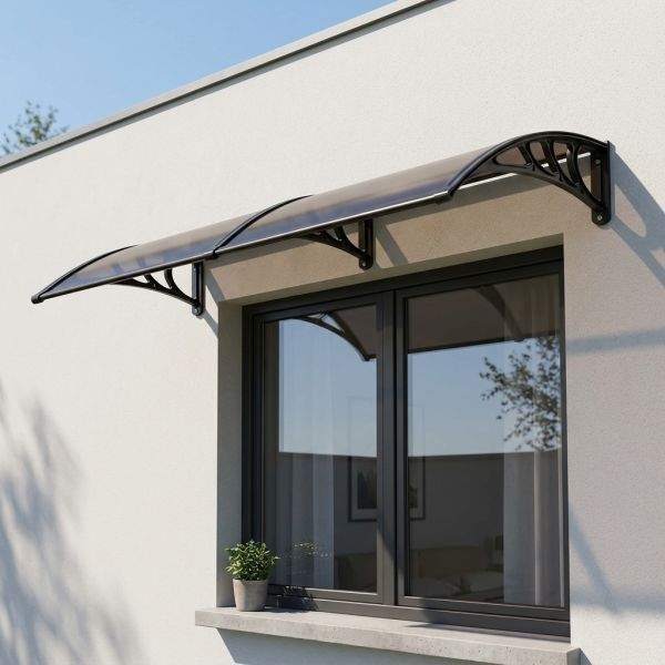 Wall-mounted Polycarbonate canopy built for window awning projects delivering effective sunshade and sturdy construction