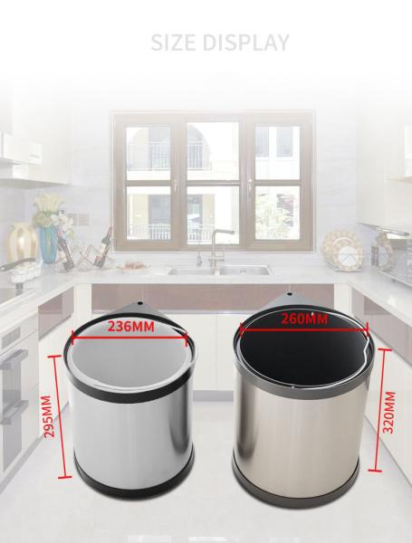 304 Built-in Inner Rotating Garbage Can Kitchen Hidden Plastic Storage Cabinet Garbage Can