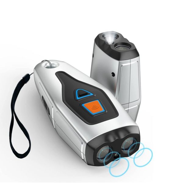 Dual Probe Ultrasonic Dog Repeller LED Light Rechargeable Waterproof Anti-Barking Training Devices Handheld Outdoor Use Plastic